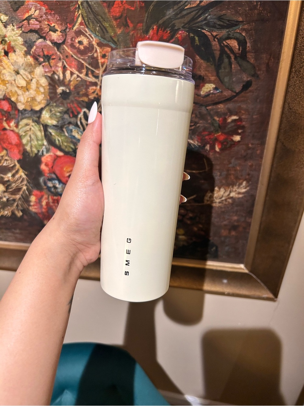 SMEG vintage Cream Insulated Travel Tumbler - Leak-Resistant Lid